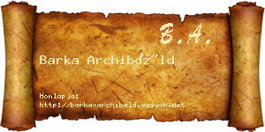 Barka Archibáld névjegykártya